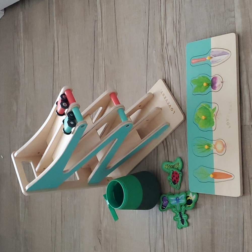 COPY - LOVEVERY Race & Chase Ramp, Fuzzy Bug Shrub, and Garden Puzzle